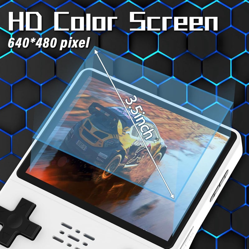 FVBADE [30000 in 1] R40S PRO Handheld Game Console 3.5 inch IPS Screen Mini Retro Console 3800mAh Portable Pocket Arcade 45+ Mainstream Emulator 256G TF Card Transparent.(White) - Image 3